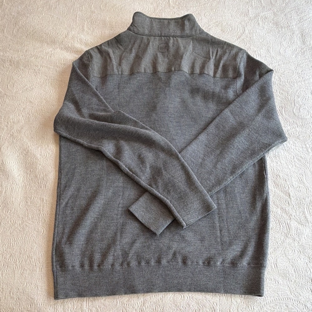Jim Nantz by vineyard vines Men's M Gray Solid Knit 1/4 Zip Mock Neck Sweater - Picture 6 of 7